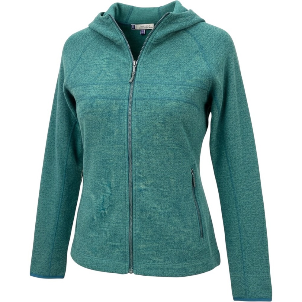 Ibex Shak Merino Wool Full Zip Hoodie Teal Green Women L Made in USA